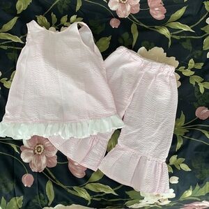 Seersucker Two Piece Ruffle Set